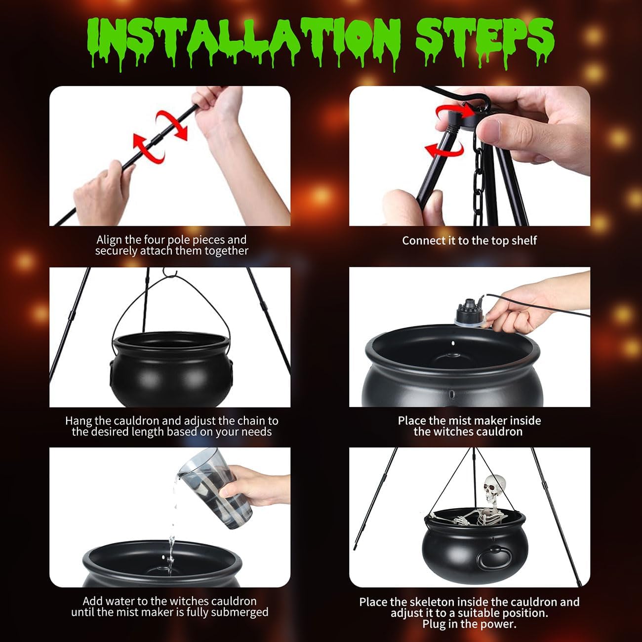 HauntBrew Fogging Cauldron Halloween Decoration Set