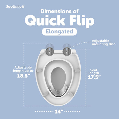 Jool Baby Quick Flip Elongated Toilet Seat with Built-In Toddler Potty & Splash Guard, Slow-Close Design