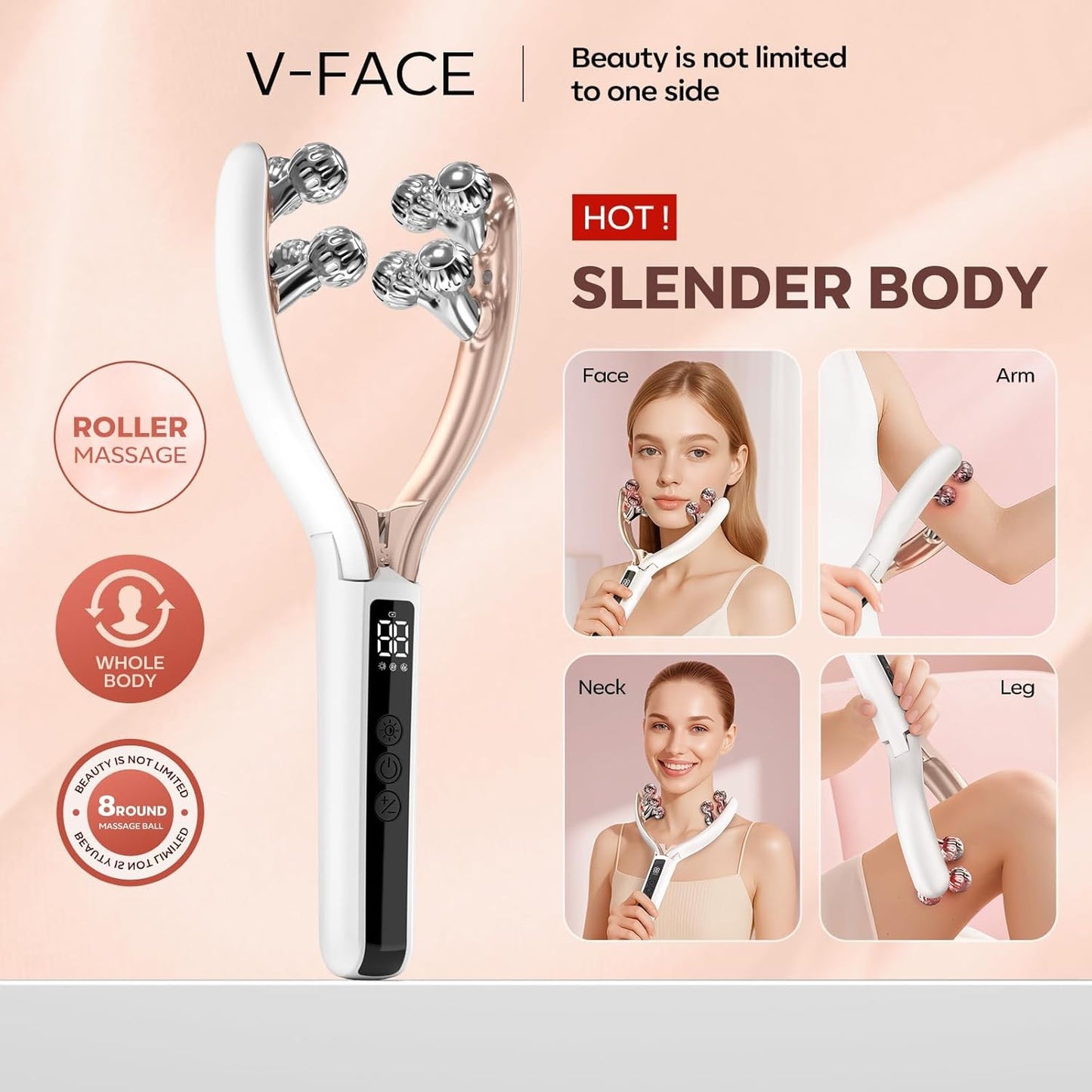 Doge&Vollar Facial Massager for Face & Neck – Rechargeable Lymphatic Drainage Face Roller, Korean Skincare Shaper & Slimmer for Women, Contouring & Firming Tool for Home & Travel
