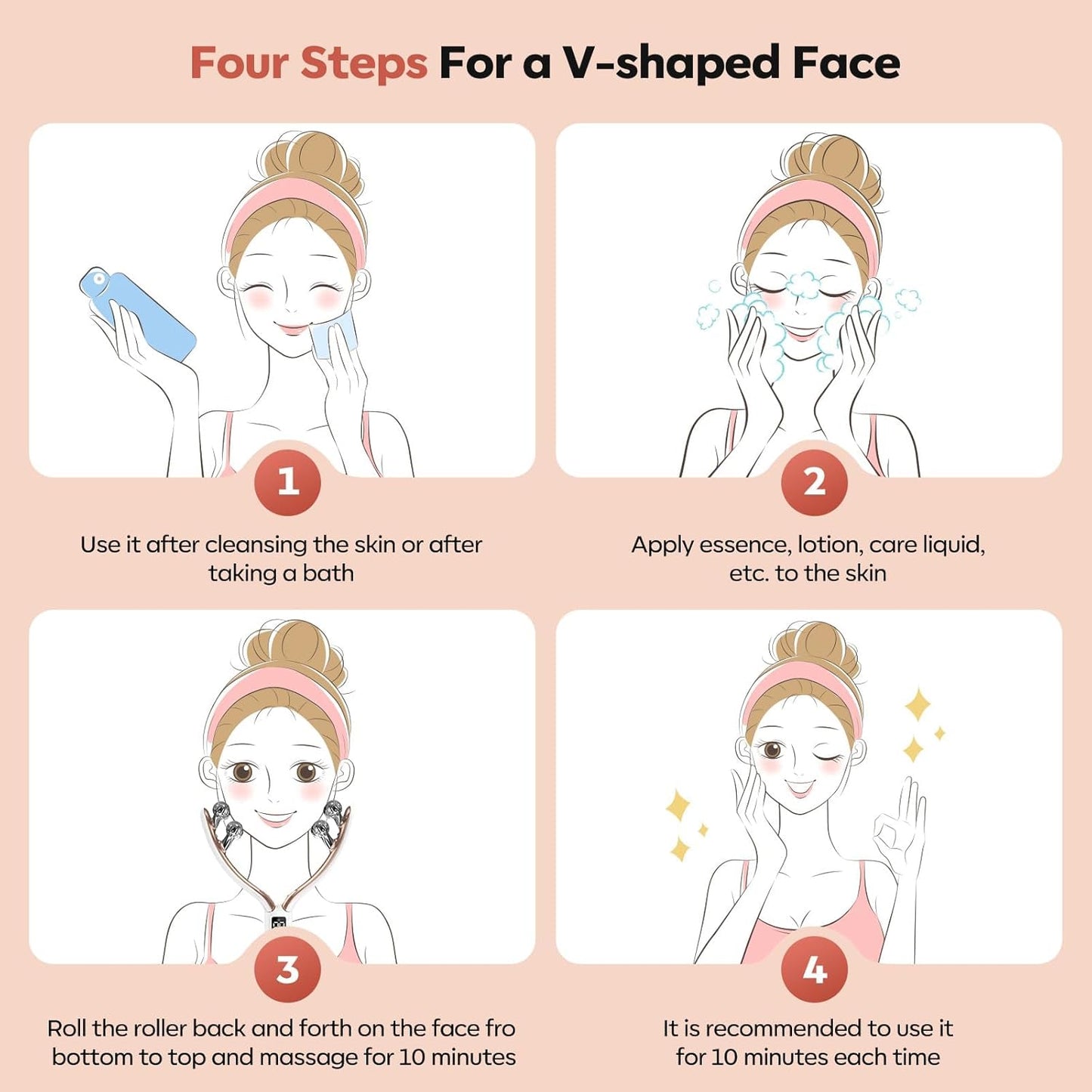 Doge&Vollar Facial Massager for Face & Neck – Rechargeable Lymphatic Drainage Face Roller, Korean Skincare Shaper & Slimmer for Women, Contouring & Firming Tool for Home & Travel