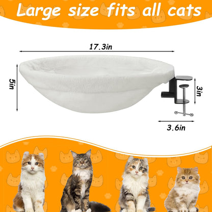Cat Desk Bed – Round Desktop Cat Perch with Clamp, Hammock Nest for Office & Home (Up to 50 lbs)