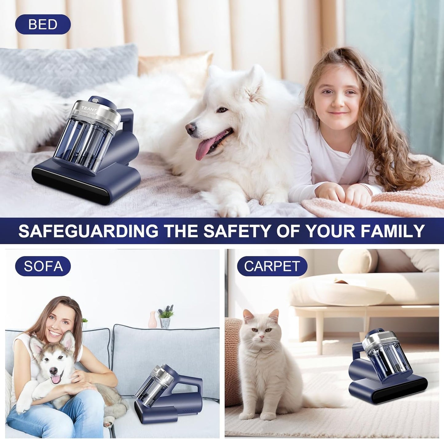 Mattress Vacuum Cleaner – UV-C Bed Cleaner with 16kPa Suction & 149°F Heat