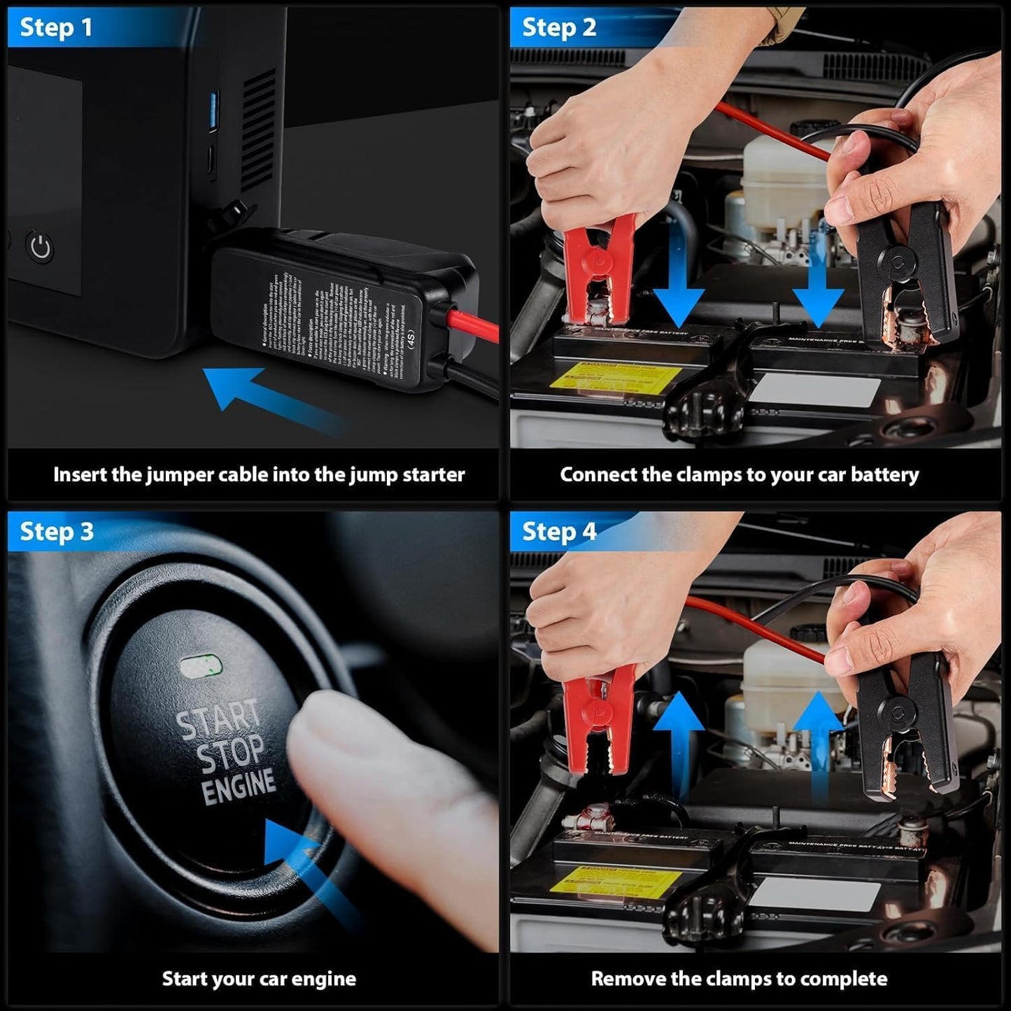 Hieha 4000A Portable Car Jump Starter with Air Compressor – 12V Battery Booster for Gas & up to 8.0L Diesel Engines, 150 PSI Tire Inflator, 15,000mAh Power Bank, Quick Charge, LED Flashlight & Emergency Kit