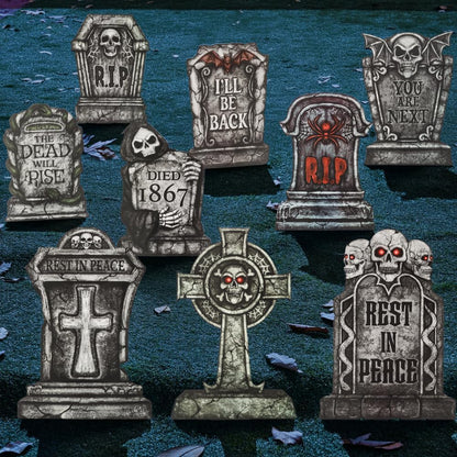GraveScape Halloween Tombstone Decoration Set (9-Pack)