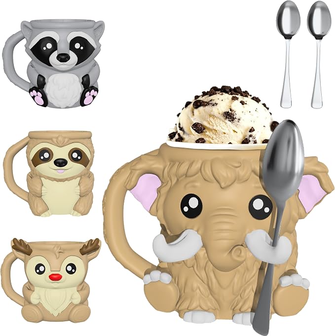 Highland Cow Ice Cream Pint Holder with Handle & 2 Spoons