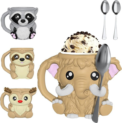 Highland Cow Ice Cream Pint Holder with Handle & 2 Spoons