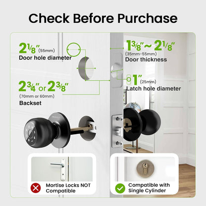 GHome Smart Door Knob with Keypad 4-in-1 Unlock Ways
