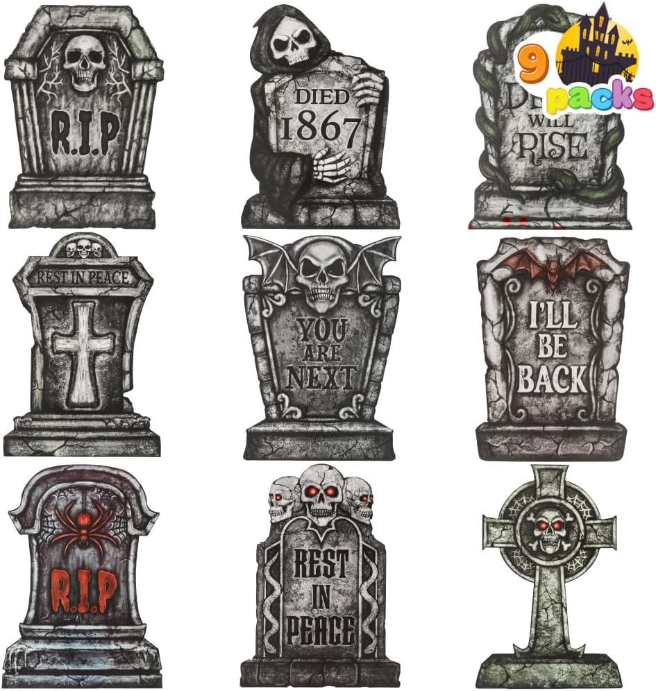 GraveScape Halloween Tombstone Decoration Set (9-Pack)