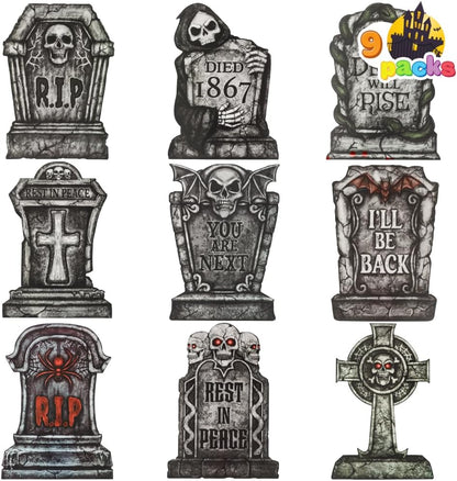 GraveScape Halloween Tombstone Decoration Set (9-Pack)