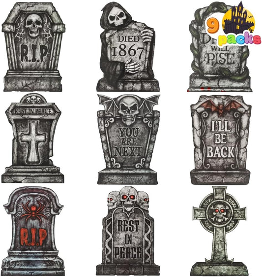 GraveScape Halloween Tombstone Decoration Set (9-Pack)