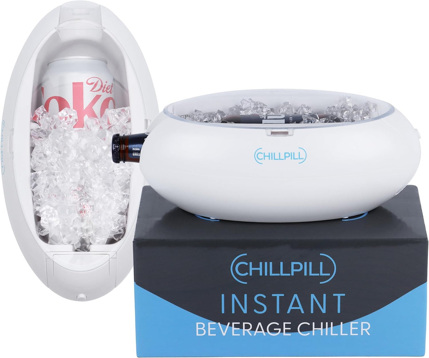 Instant Drink Chiller - Rapid Beverage Chiller for Cans 12 oz or 16 oz & Glass Bottles