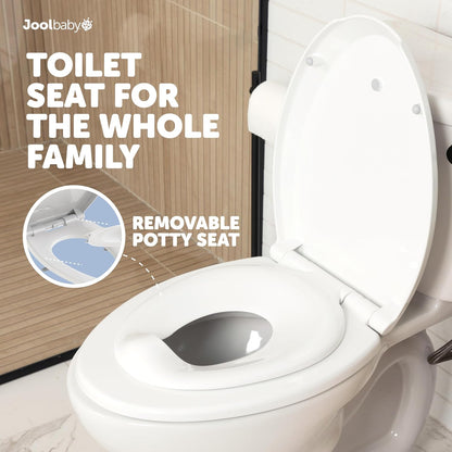 Jool Baby Quick Flip Elongated Toilet Seat with Built-In Toddler Potty & Splash Guard, Slow-Close Design