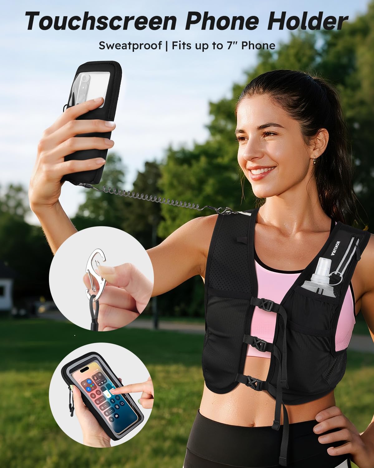 HydraSprint Running Vest – Lightweight Hydration Vest with Water Flask & Multi-Pocket Storage