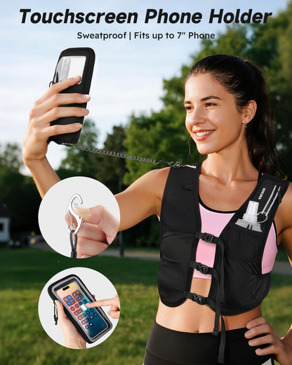 HydraSprint Running Vest – Lightweight Hydration Vest with Water Flask & Multi-Pocket Storage