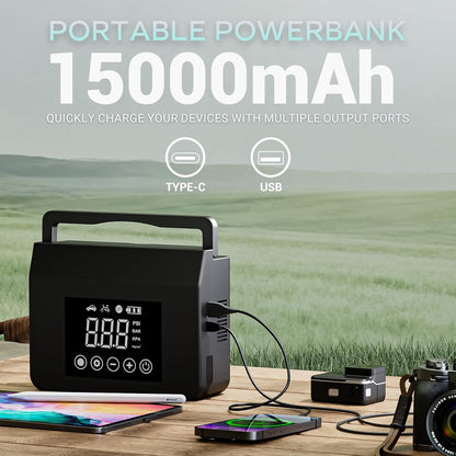 Hieha 4000A Portable Car Jump Starter with Air Compressor – 12V Battery Booster for Gas & up to 8.0L Diesel Engines, 150 PSI Tire Inflator, 15,000mAh Power Bank, Quick Charge, LED Flashlight & Emergency Kit