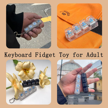 LED Keyboard Fidget Keychain – 4-in-1 Mechanical Click Toy