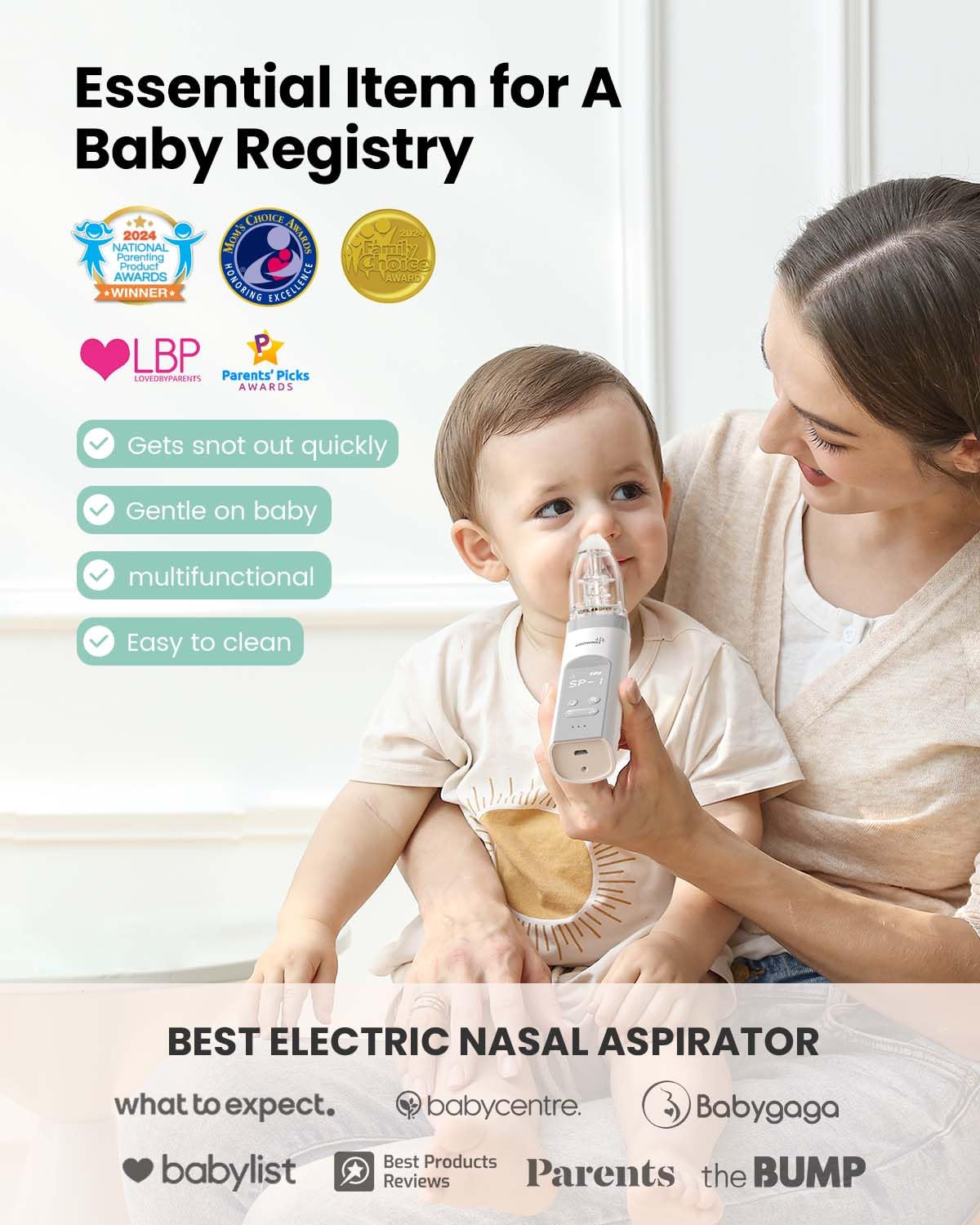 Electric Baby Nasal Aspirator – Gentle Nose Cleaner with Music & Light