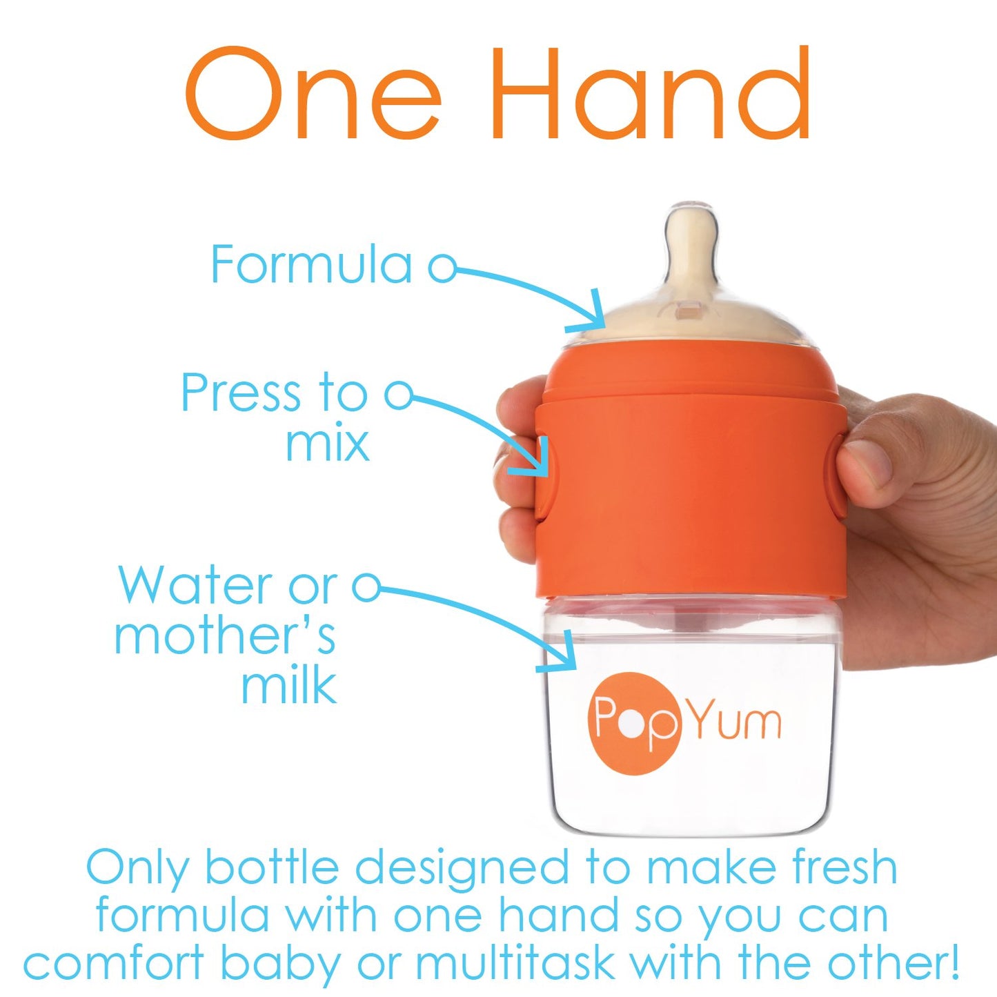 PopYum 5oz Anti-Colic Formula Mixing Baby Bottles, Pink, 2-Pack with #1 Slow Flow Nipples, BPA-Free, Natural Latch (150ml)