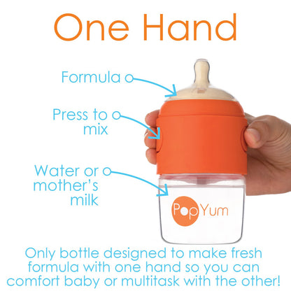 PopYum 5oz Anti-Colic Formula Mixing Baby Bottles, Pink, 2-Pack with #1 Slow Flow Nipples, BPA-Free, Natural Latch (150ml)