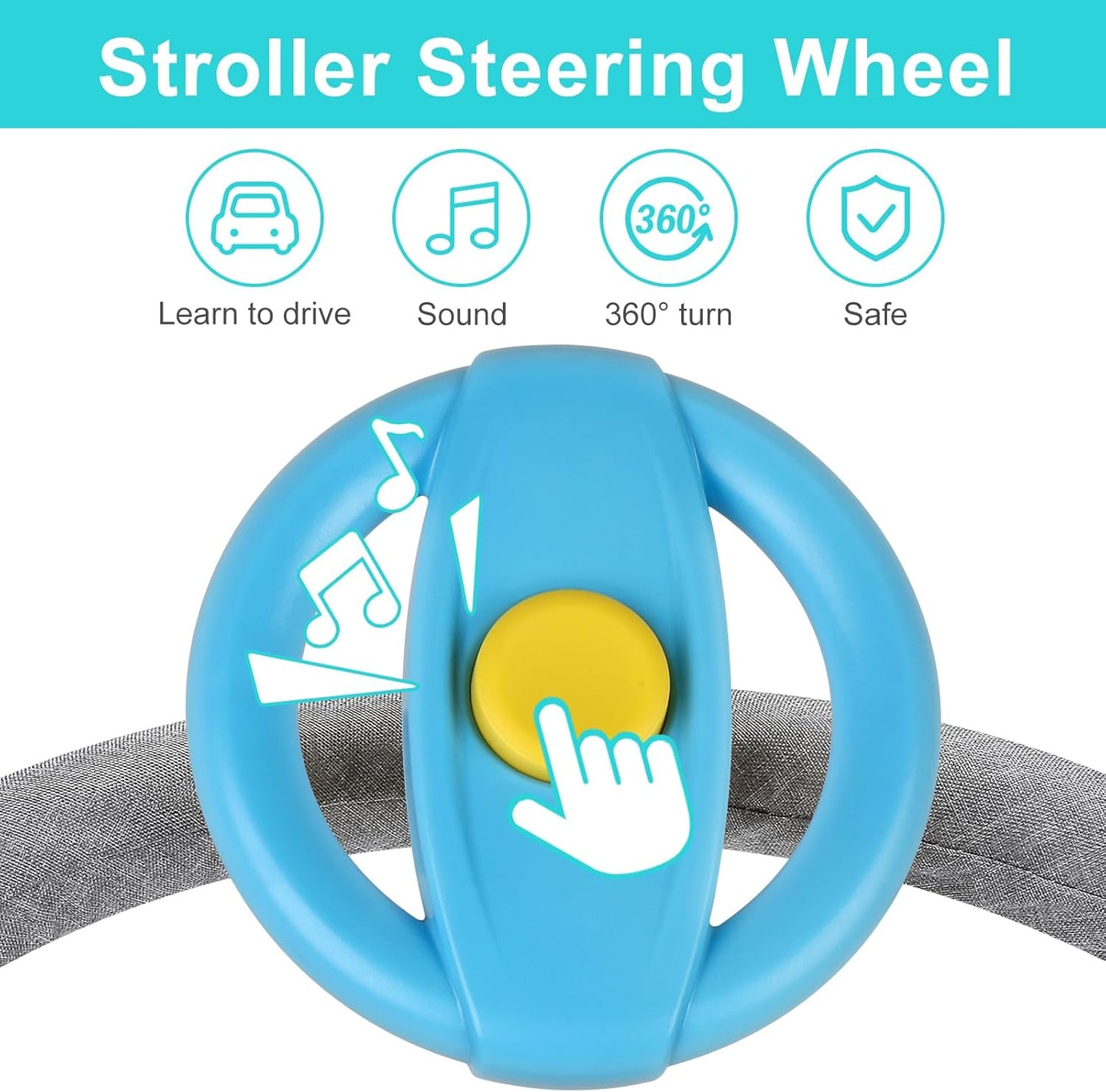 Accmor Pretend Driving Steering Wheel Toy – Universal Stroller & Cart Attachment