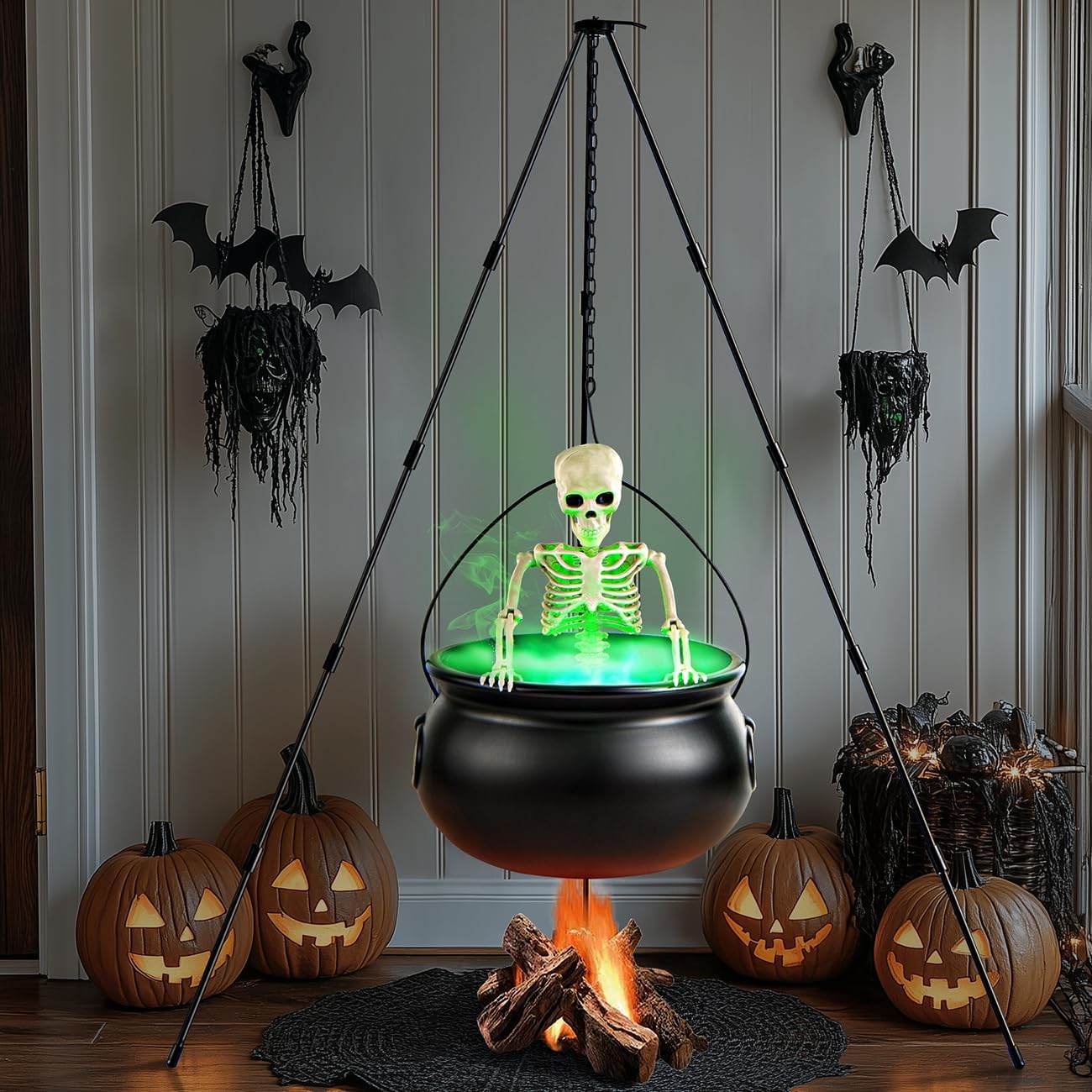 HauntBrew Fogging Cauldron Halloween Decoration Set