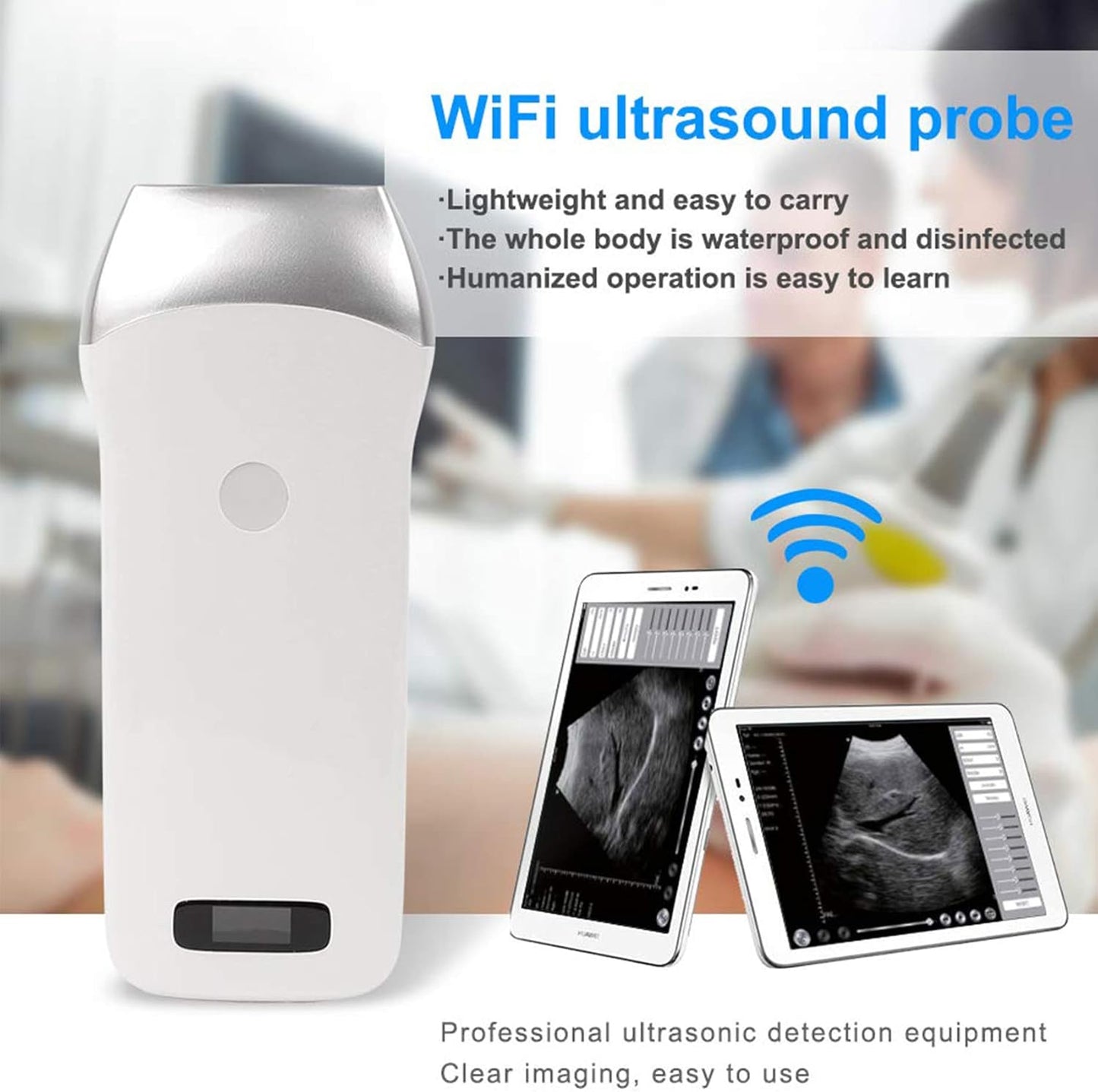 Portable Wireless Veterinary Ultrasound Scanner for Pregnancy Diagnosis – Handheld Probe Compatible with iOS & Android, for Pigs and Sheep