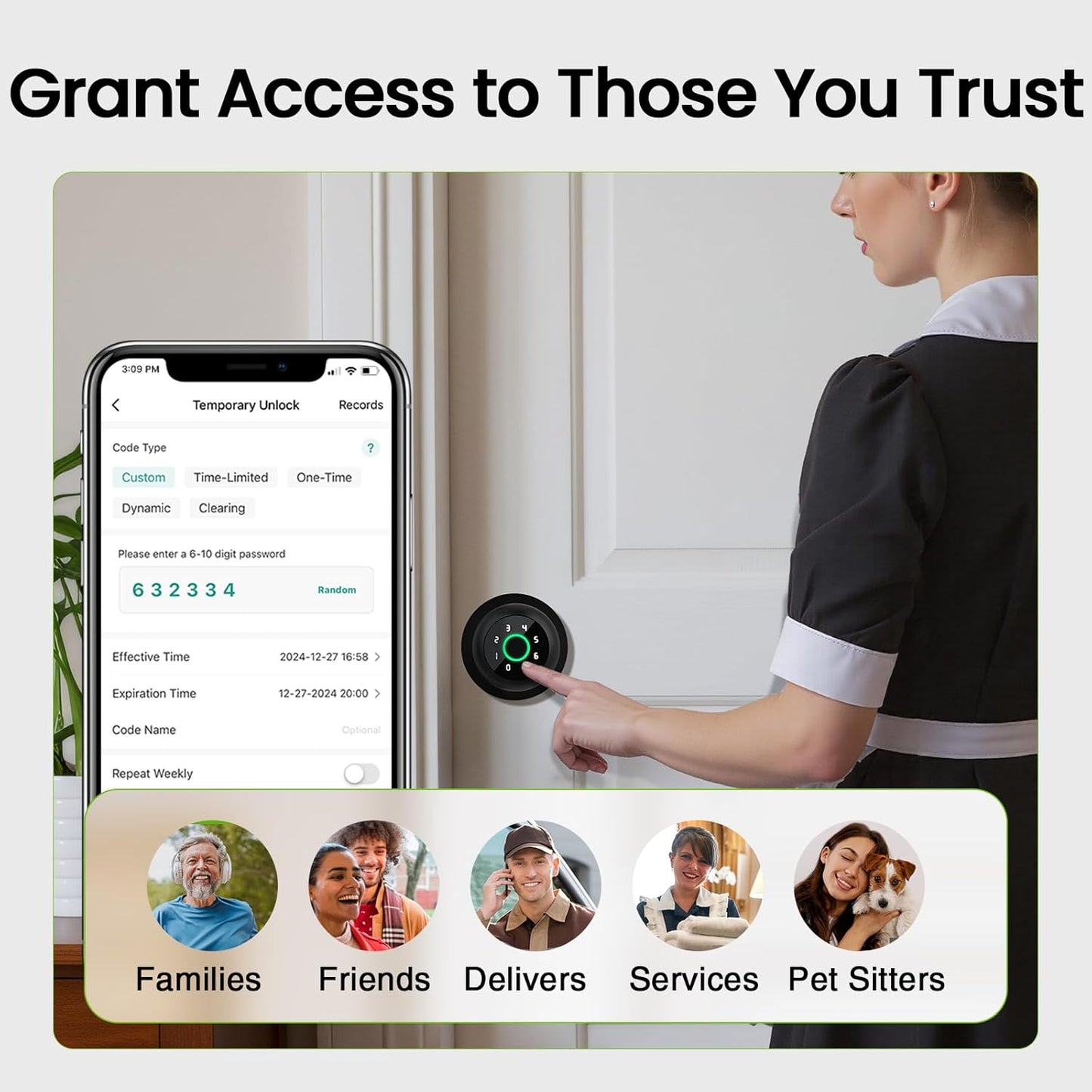 GHome Smart Door Knob with Keypad 4-in-1 Unlock Ways