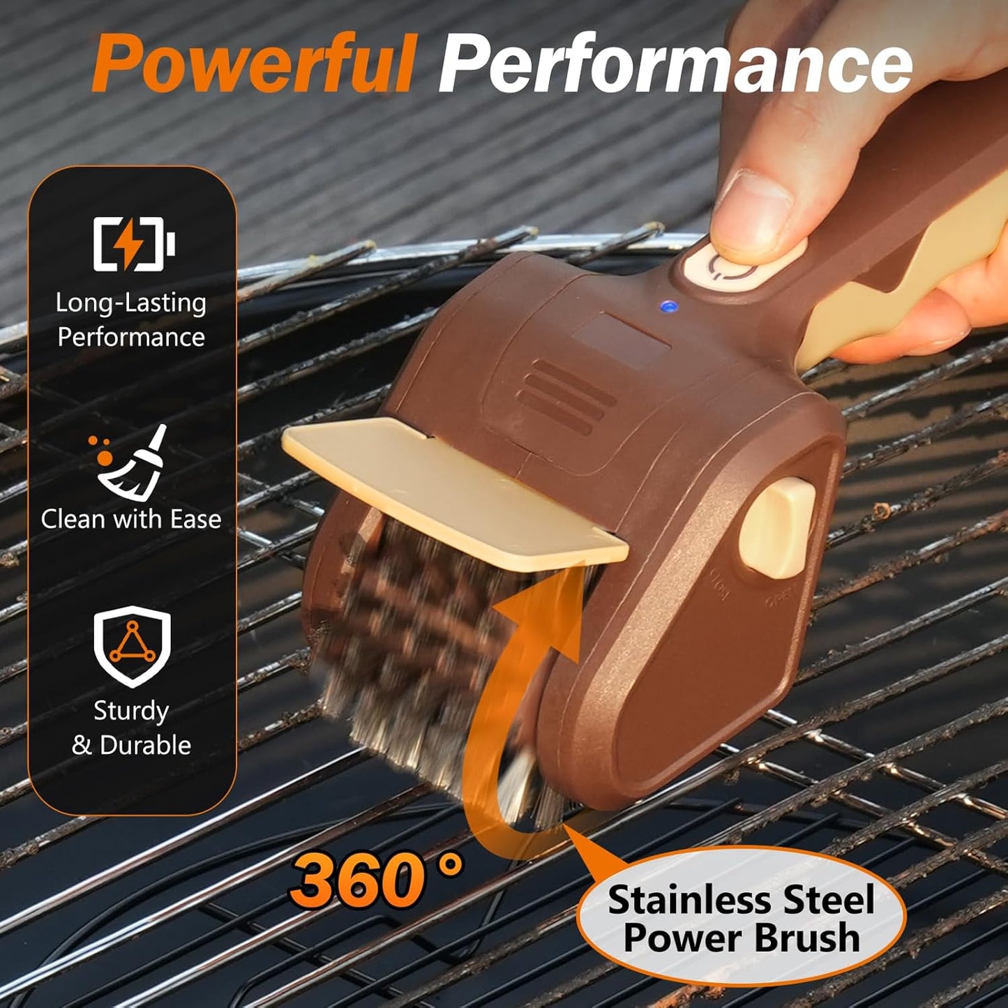 Electric Grill Brush for Outdoor Grill, Cordless Electric Grill Cleaner,