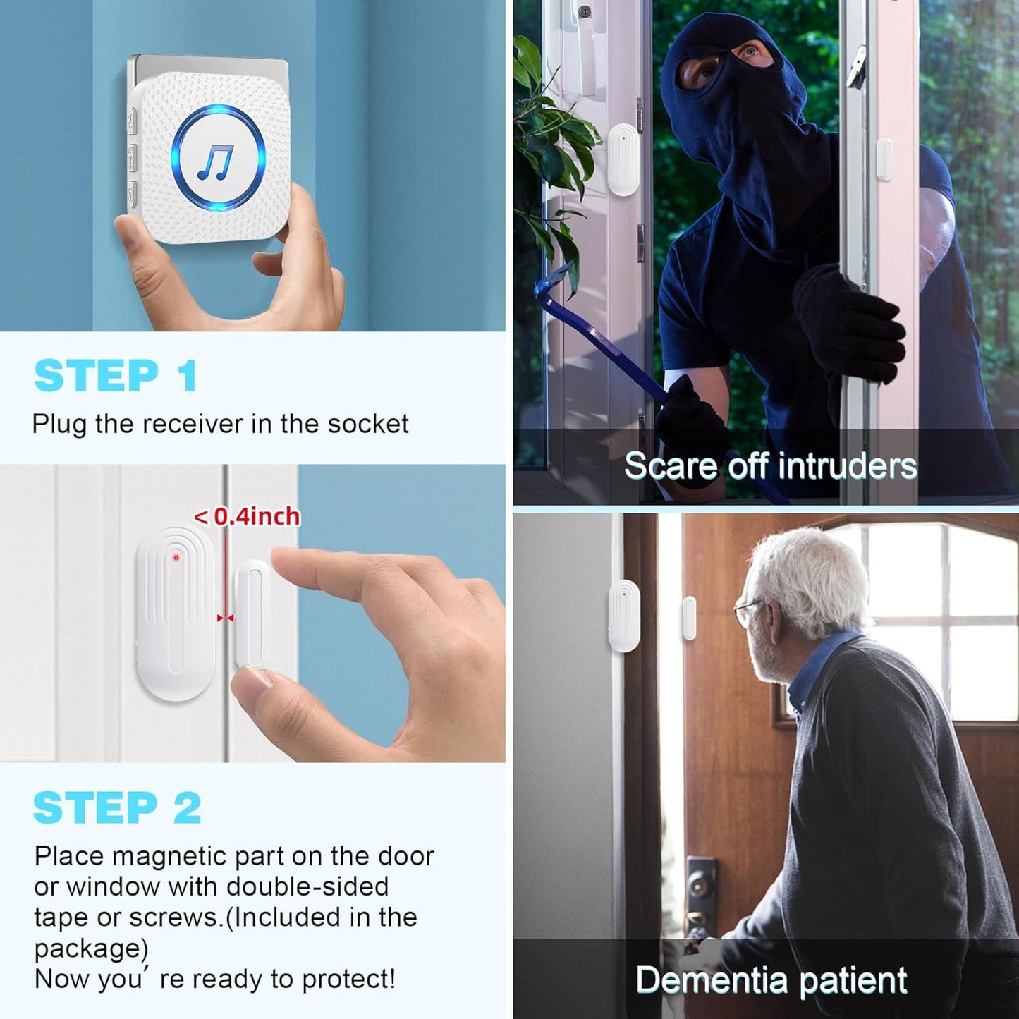 Door Chime,SanJie Wireless Door Sensor Chime When Door Opens