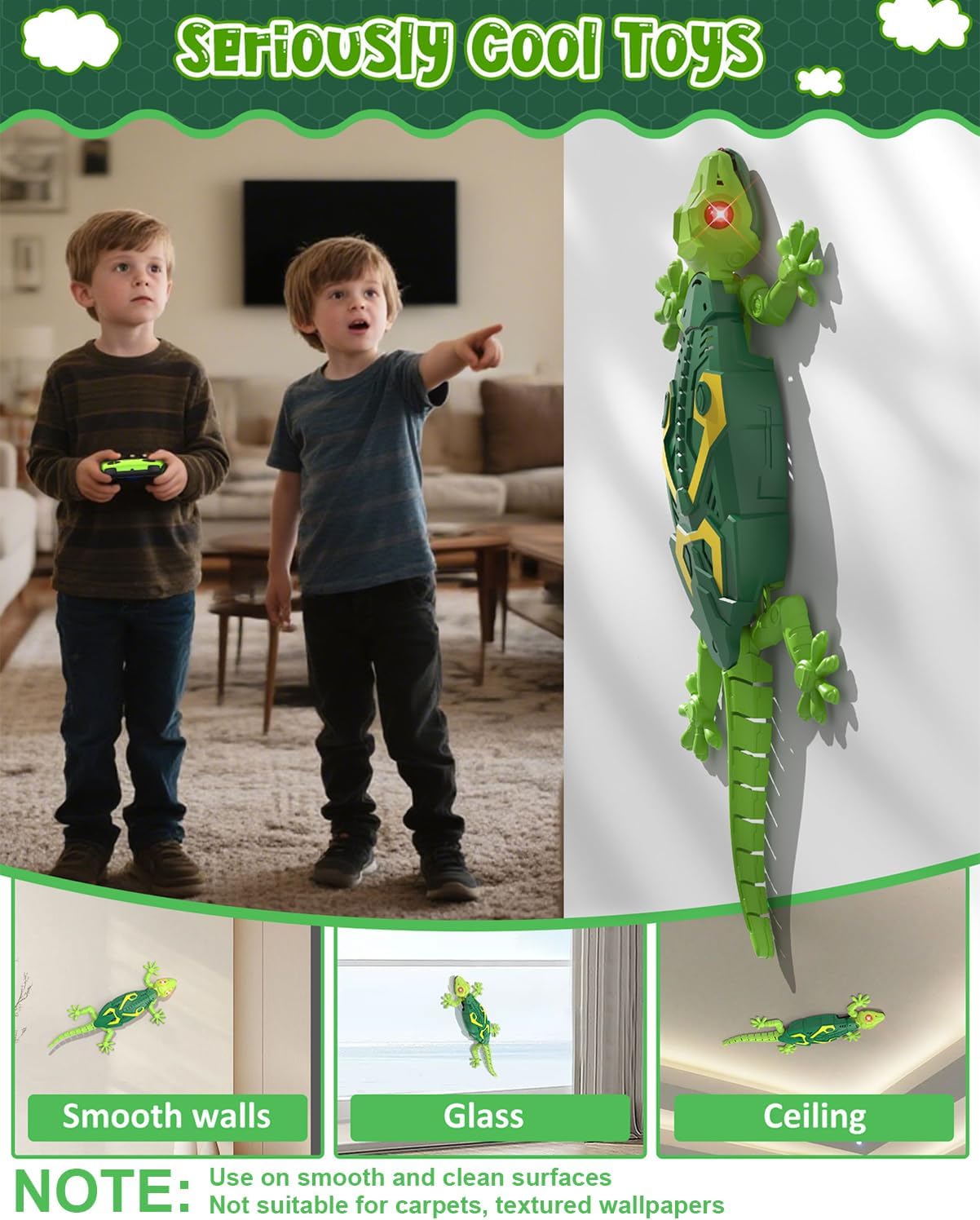 Wall Climbing Lizard RC Toy – Remote Control Gecko Robot That Crawls on Walls, Floors & Ceilings, Electric Wall Crawler Lizard Car, Cool Gift for Kids Boys Girls Ages 3–10+ (Birthday & Christmas Toy)