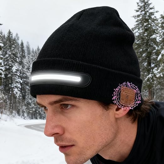 Wireless LED Beanie for Men & Women – Rechargeable Safety Hat with Built-In Light for Night Running, Hiking, Cycling & Travel
