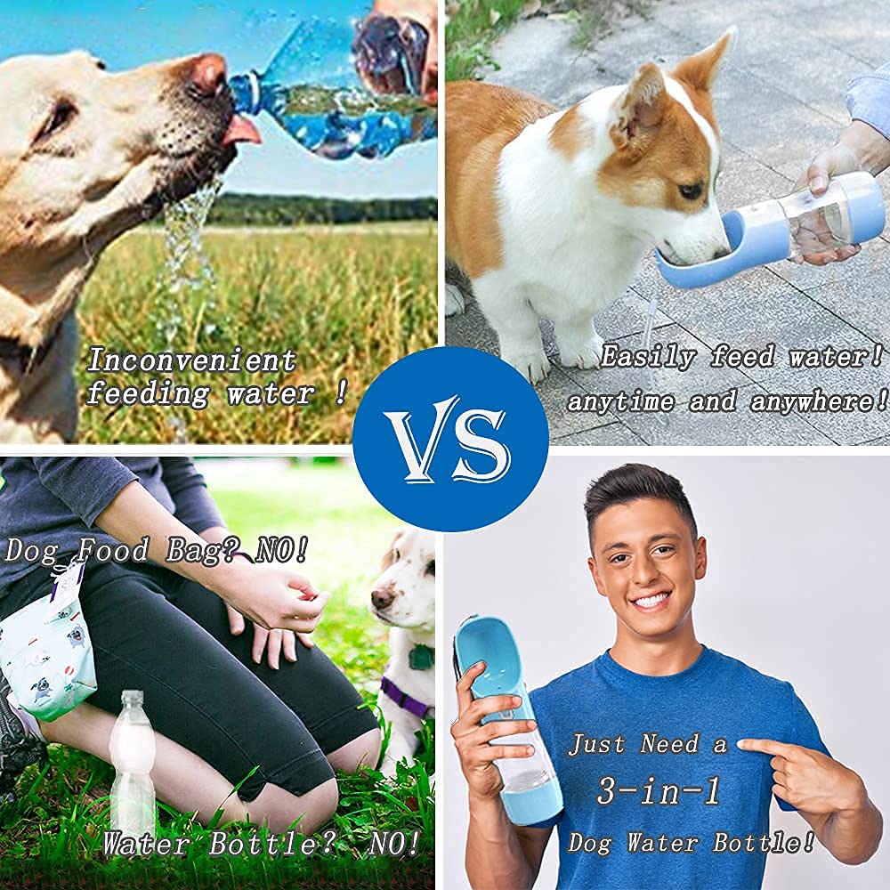 3-in-1 Portable Dog Water & Food Bottle