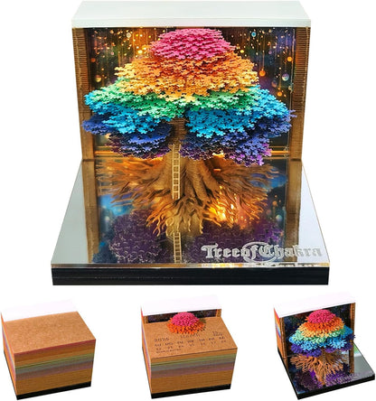 2026 Tree of Life 3D Desk Calendar with LED Light, Tear-Away Paper Art, Memo Pages, Decorative Desktop Gift for Christmas & Housewarming