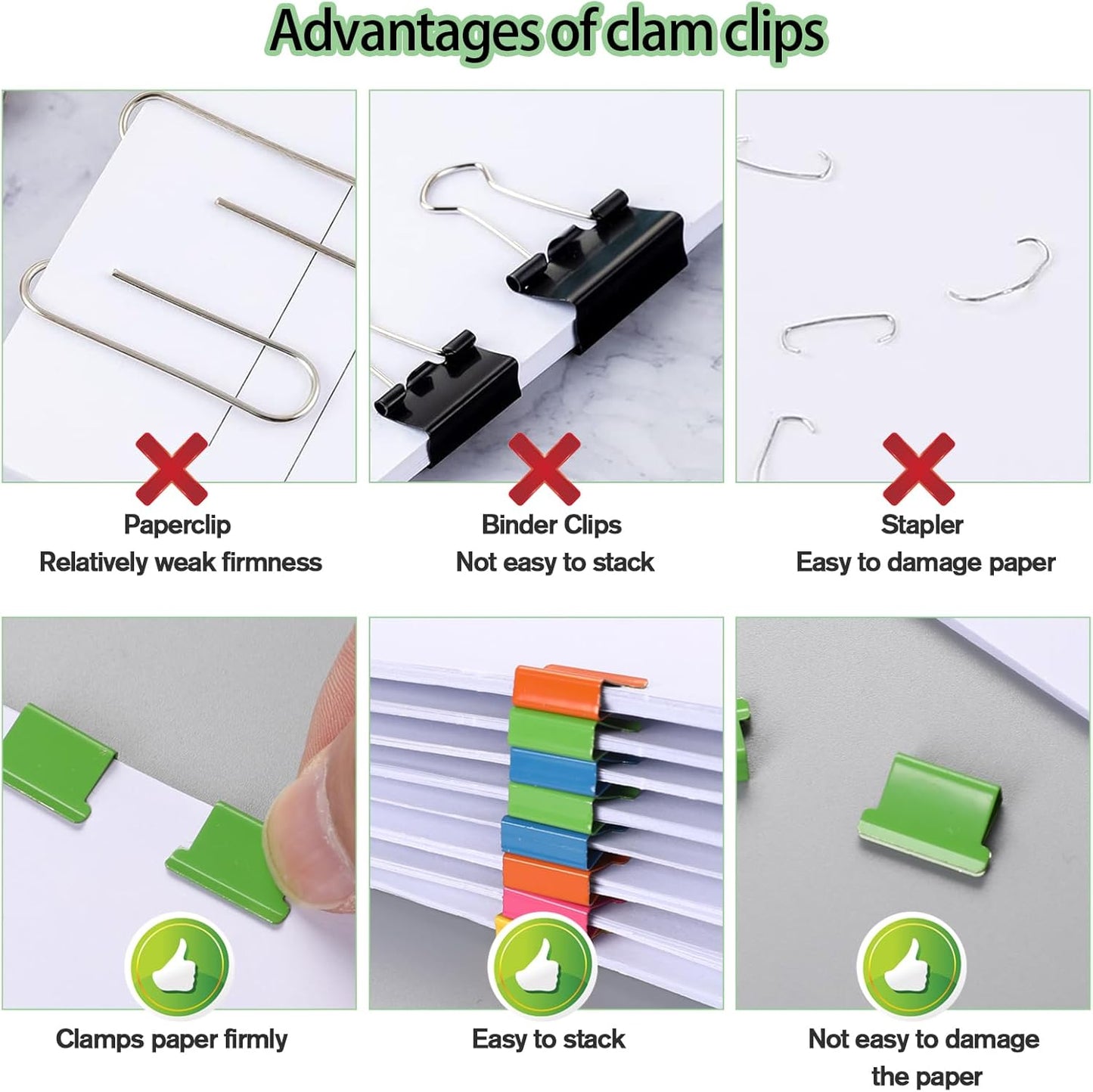 Vin Beauty 3Pcs Paper Clip Dispenser, 150 Pcs Paper Clam Clip