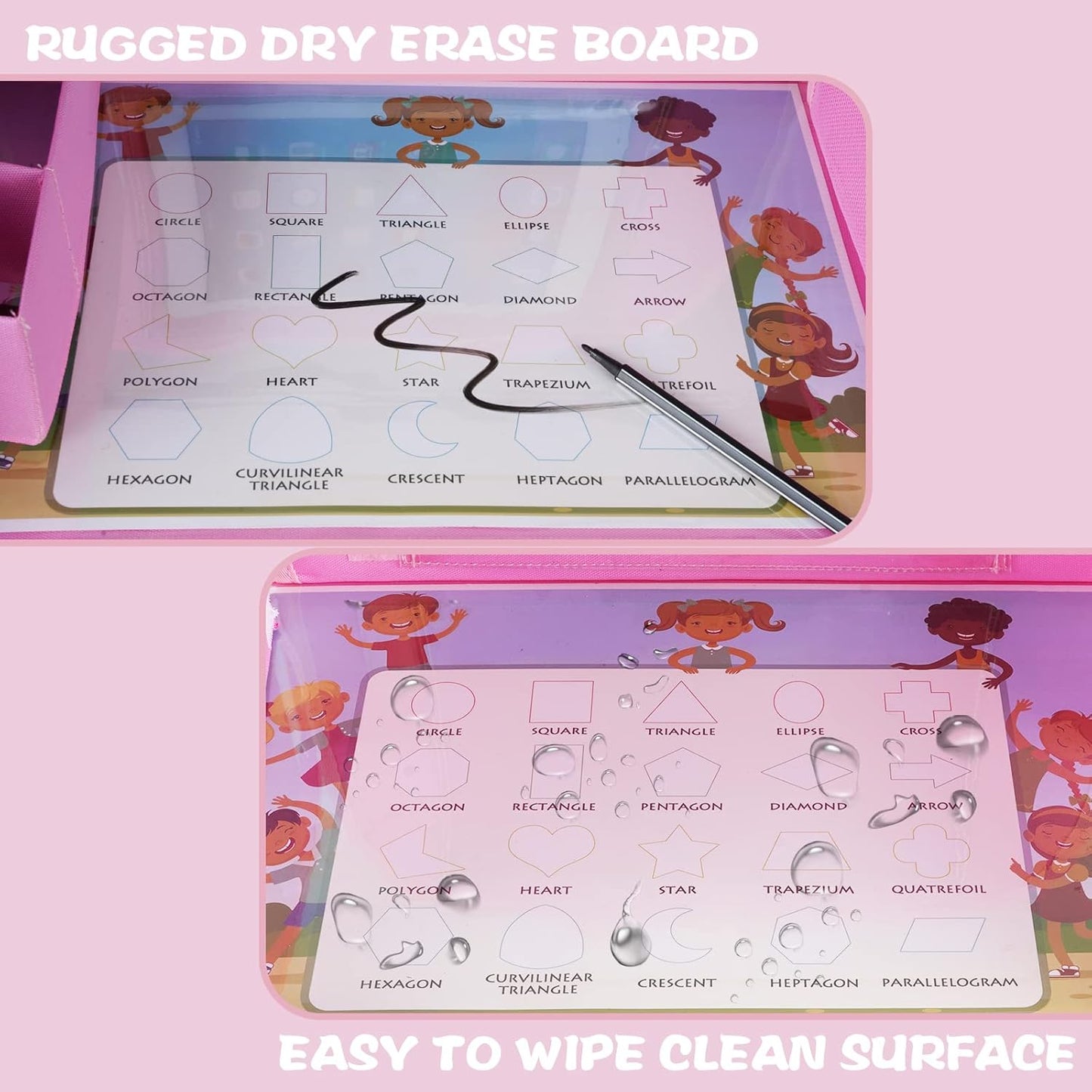 Kids Travel Tray for Car Seat – Road Trip Activity Tray (Pink)
