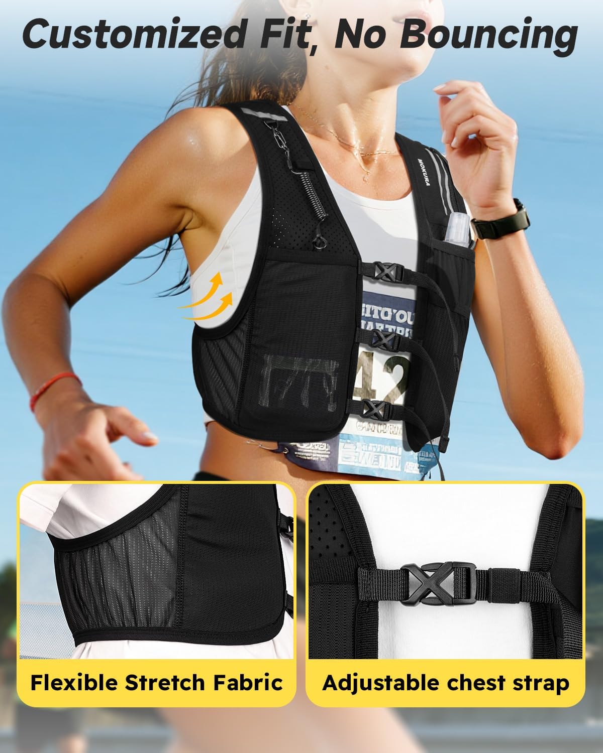 HydraSprint Running Vest – Lightweight Hydration Vest with Water Flask & Multi-Pocket Storage