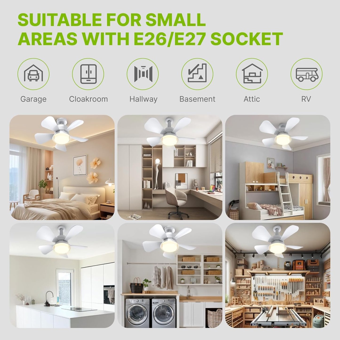 Socket Fan Light – 2-in-1 Ceiling Fan with Integrated Light and Remote Control