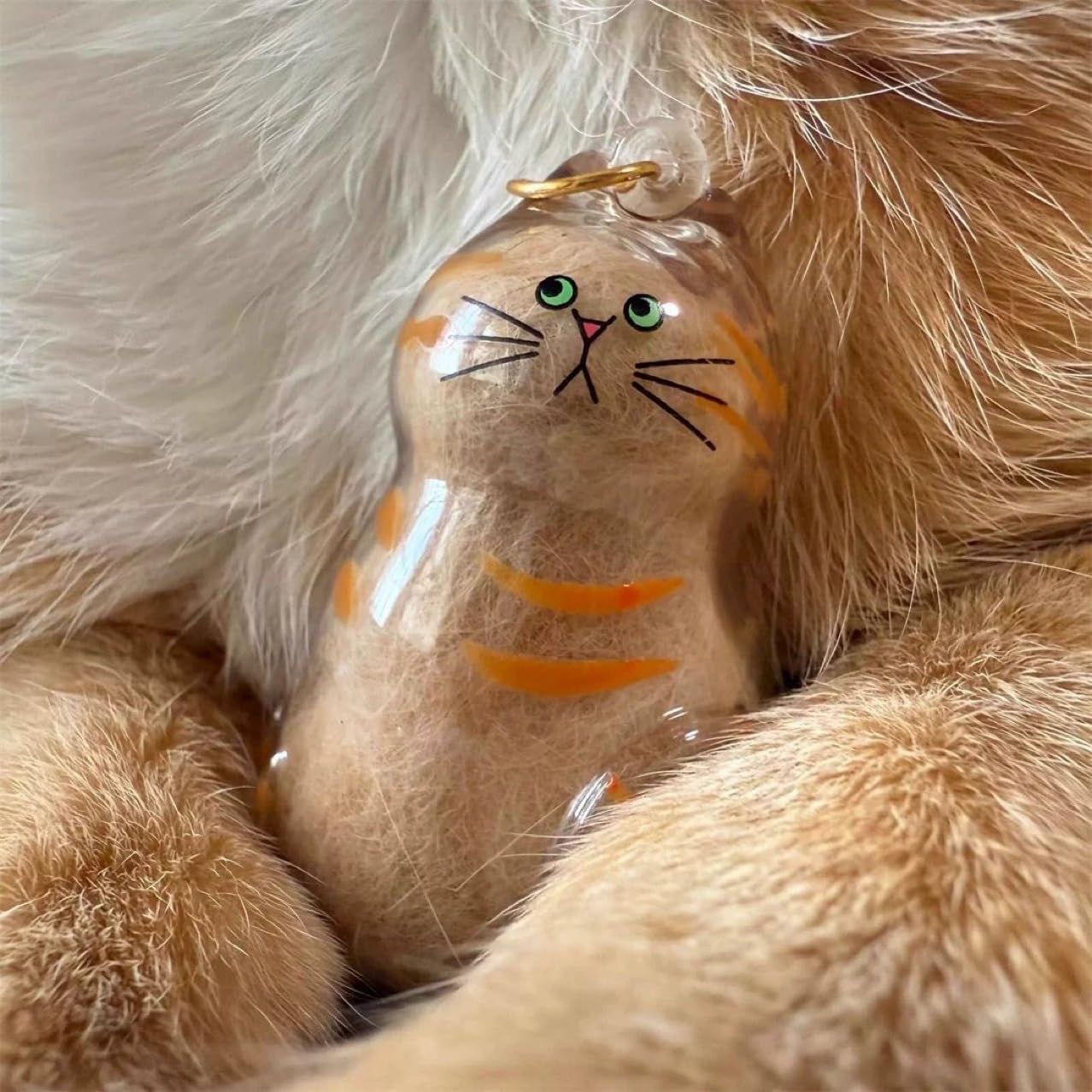 4pcs Cat Hair Collection Bottle Keychain, Pet Memorial Accessory