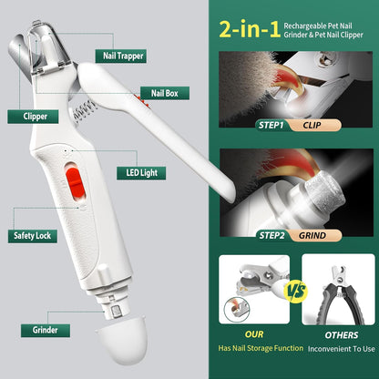 GlowTrim 3-in-1 LED Nail Clippers with Grinder for Cats & Dogs