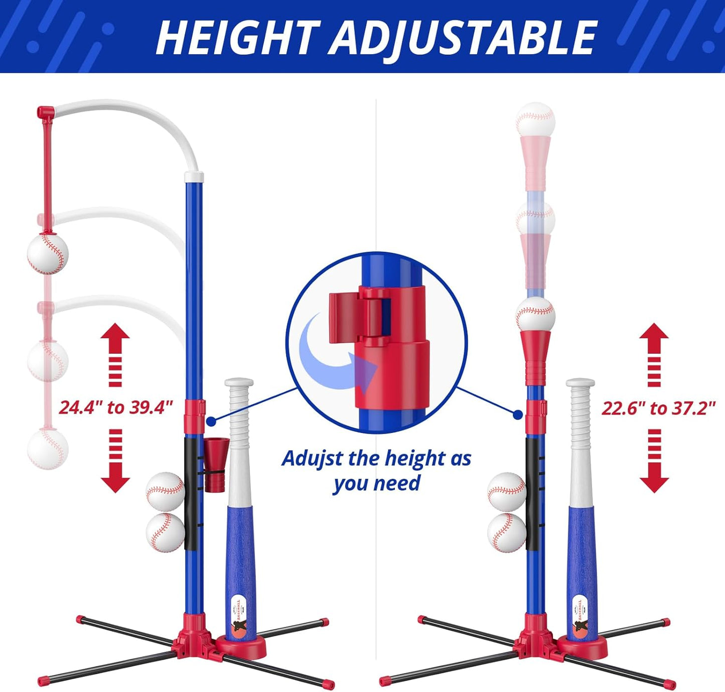 HYES 3-in-1 Kids Baseball Training Set – Auto Pitching Machine, Tee Ball & Hanging Practice Kit