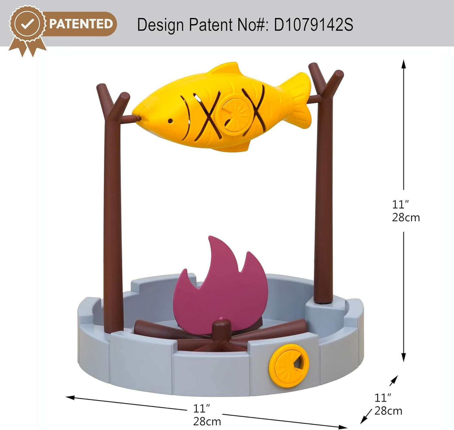Petpals 11" Fish-Shaped Cat Treat Dispenser Toy, Slow Feeding Dry Food Bowl & Interactive Snack Puzzle for Cats