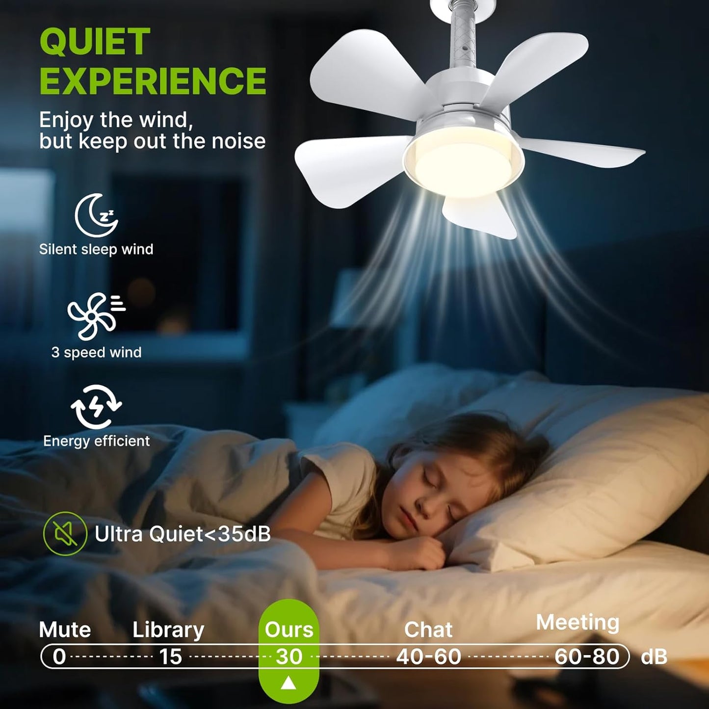 Socket Fan Light – 2-in-1 Ceiling Fan with Integrated Light and Remote Control