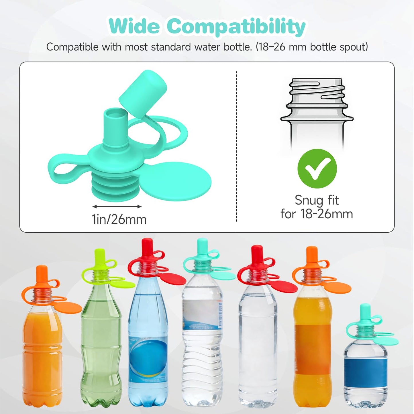 Morlike Living Water Bottle Spout Adapter – Silicone No-Spill Toddler Drink Covers (4-Pack)