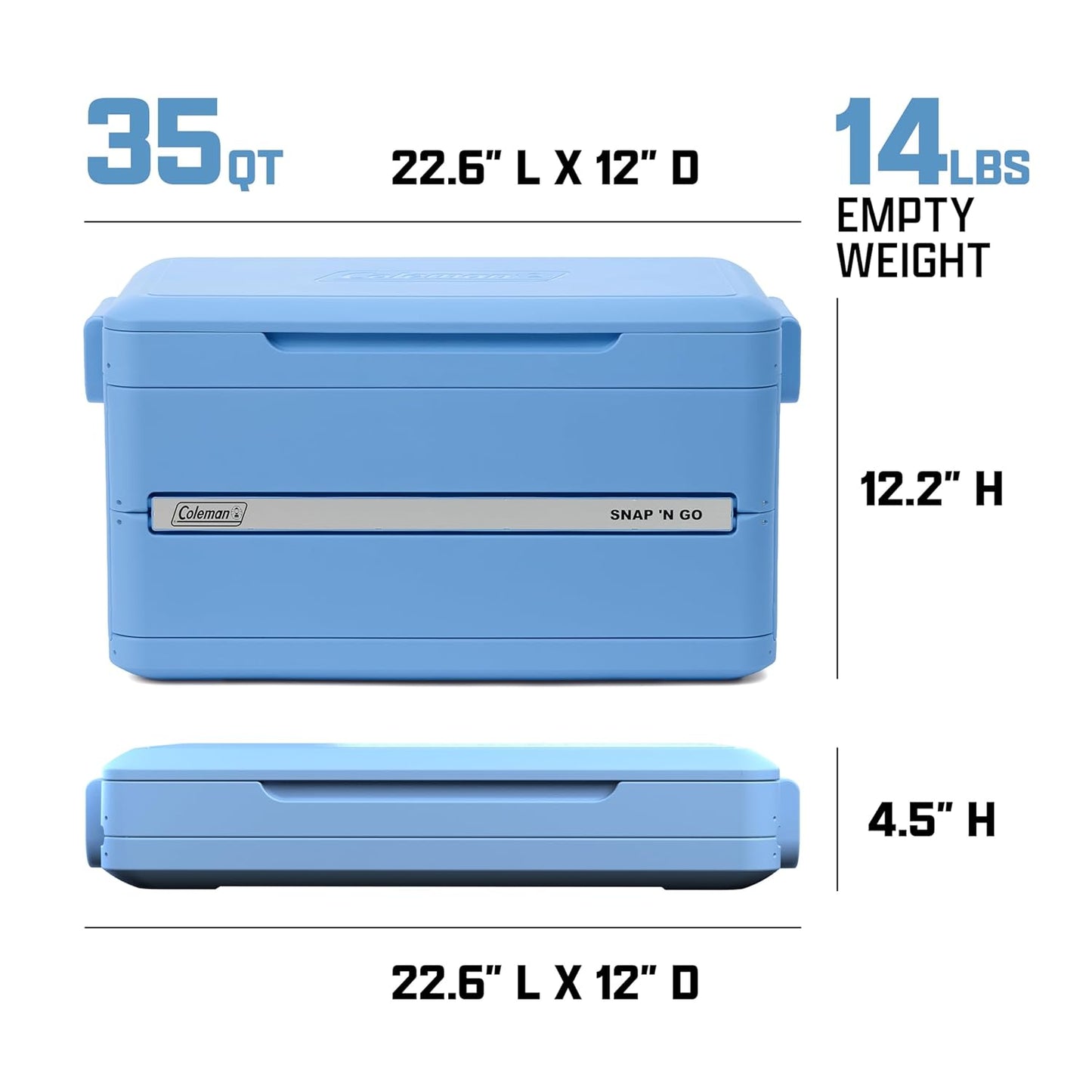 Snap N Go 35QT Collapsible Hard Cooler – Heavy-Duty Portable Ice Chest (Blue Sky)
