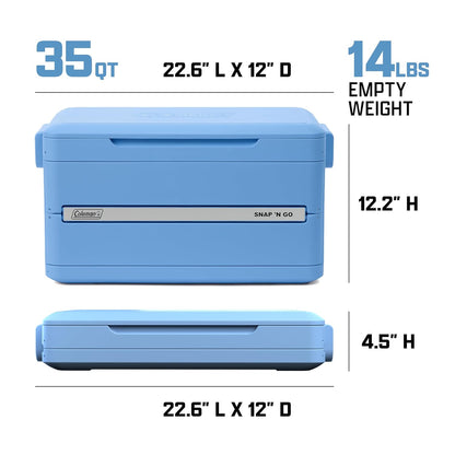 Snap N Go 35QT Collapsible Hard Cooler – Heavy-Duty Portable Ice Chest (Blue Sky)