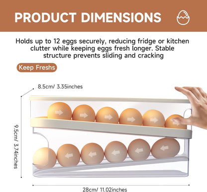 Rolling Egg Holder for Fridge – Automatic Egg Dispenser & Storage Tray for Kitchen & Countertop