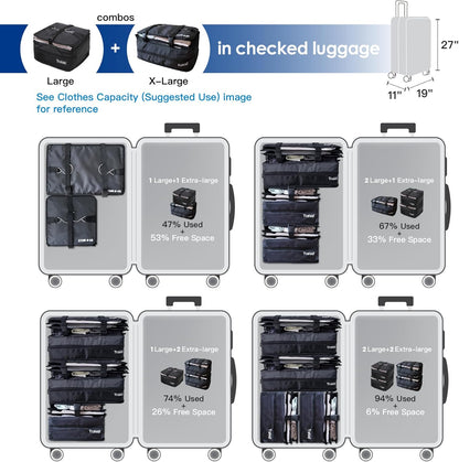 Grand Fusion Stow-N-Go Packing Organizer – Hanging Travel Shelves for Luggage Black - XL