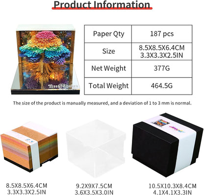 2026 Tree of Life 3D Desk Calendar with LED Light, Tear-Away Paper Art, Memo Pages, Decorative Desktop Gift for Christmas & Housewarming