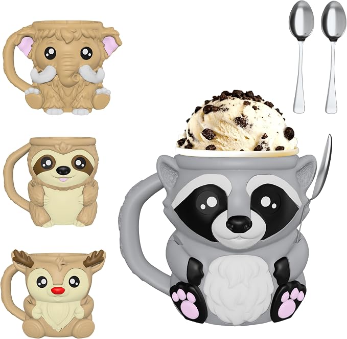 Highland Cow Ice Cream Pint Holder with Handle & 2 Spoons