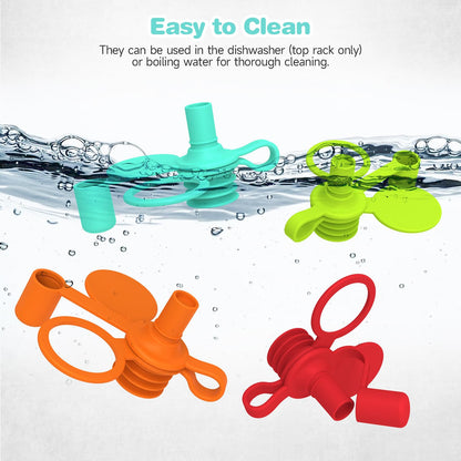 Morlike Living Water Bottle Spout Adapter – Silicone No-Spill Toddler Drink Covers (4-Pack)